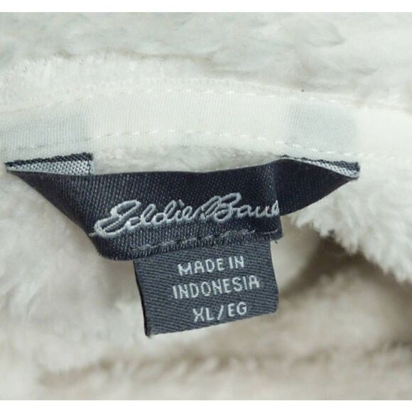 Eddie Bauer Off White Sherpa Snap Button Sweater  XLarge Pullover - Picture 4 of 4